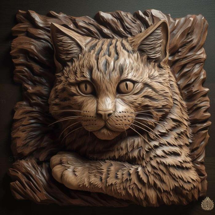 Nature and animals (LaPerm cat 3, NATURE_1143) 3D models for cnc